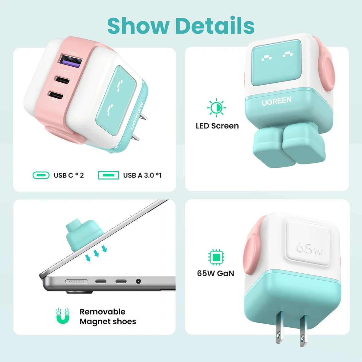 UGREEN Uno Charger 65W (Cyan)