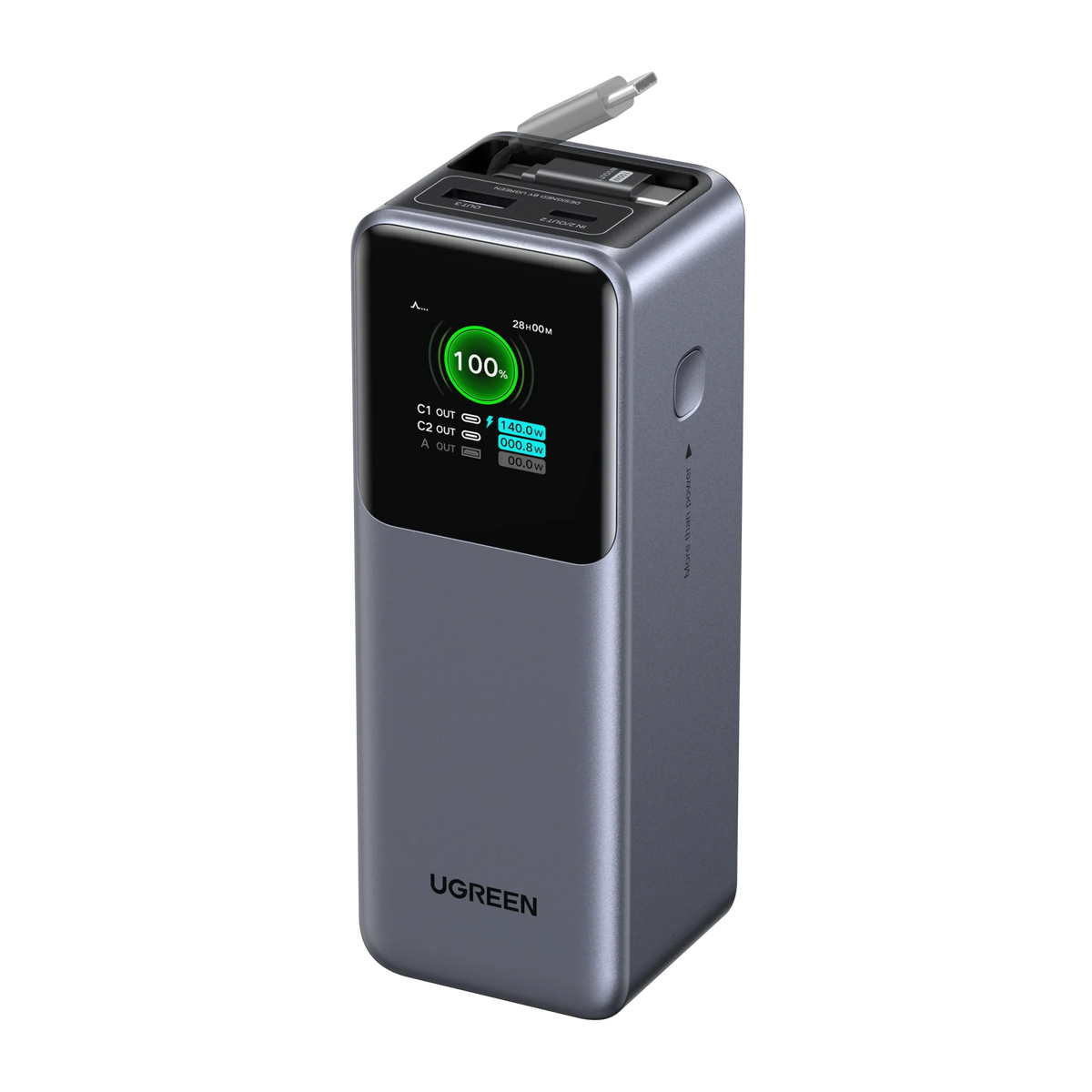 UGREEN Nexode Power Bank 20000mAh 165W with Retractable USB-C Cable